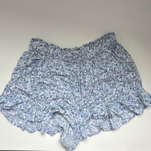 blue flowy shorts
